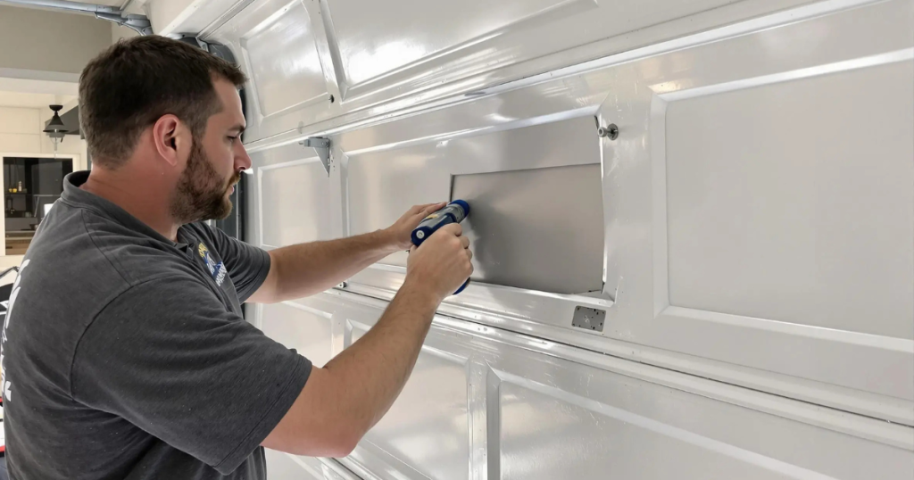 garage door panel reinstalling